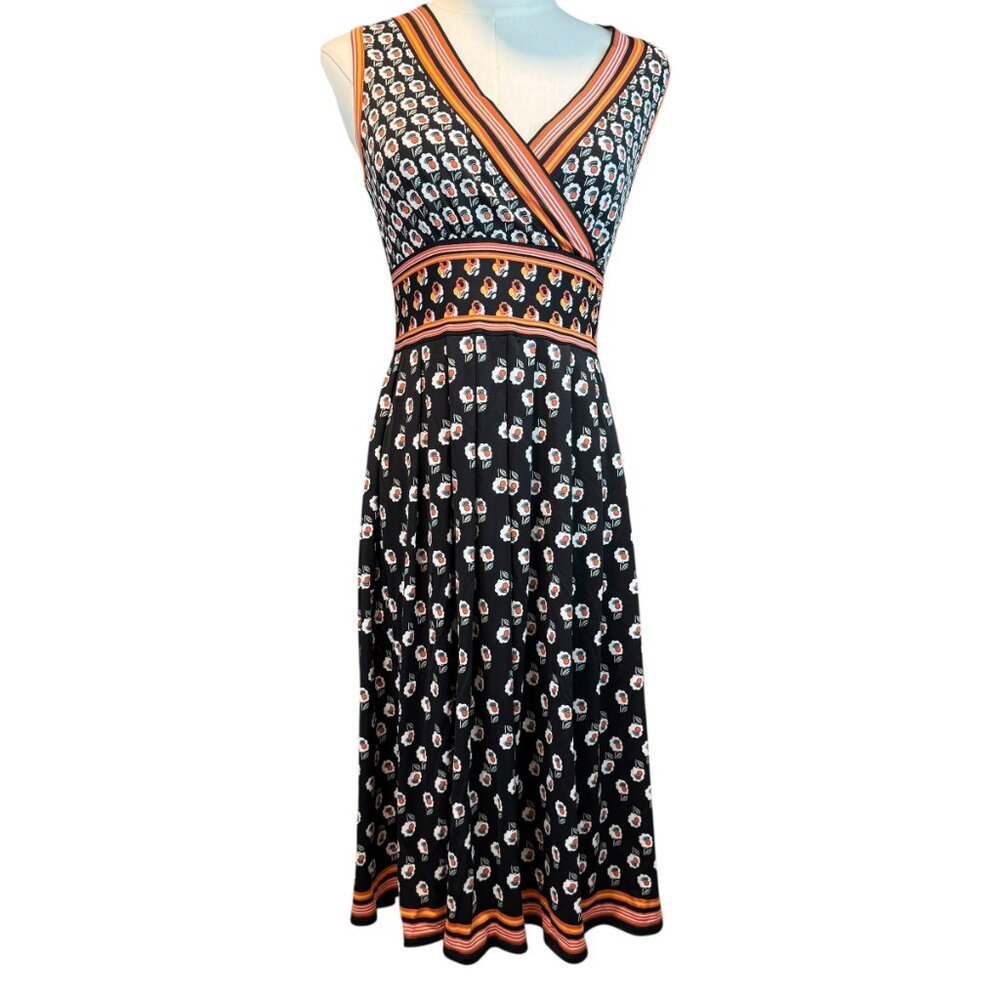 Max Studio Sleeveless Floral Print Midi Dress XS Black Orange – NWT